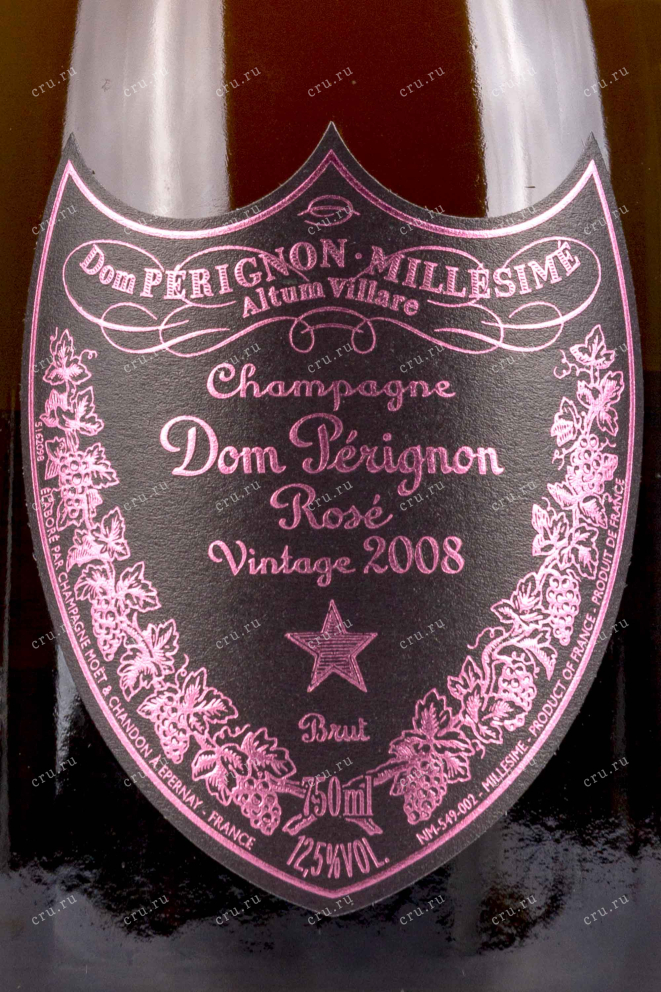 Этикетка Dom Perignon Rose in gift box 2008 0.75 л