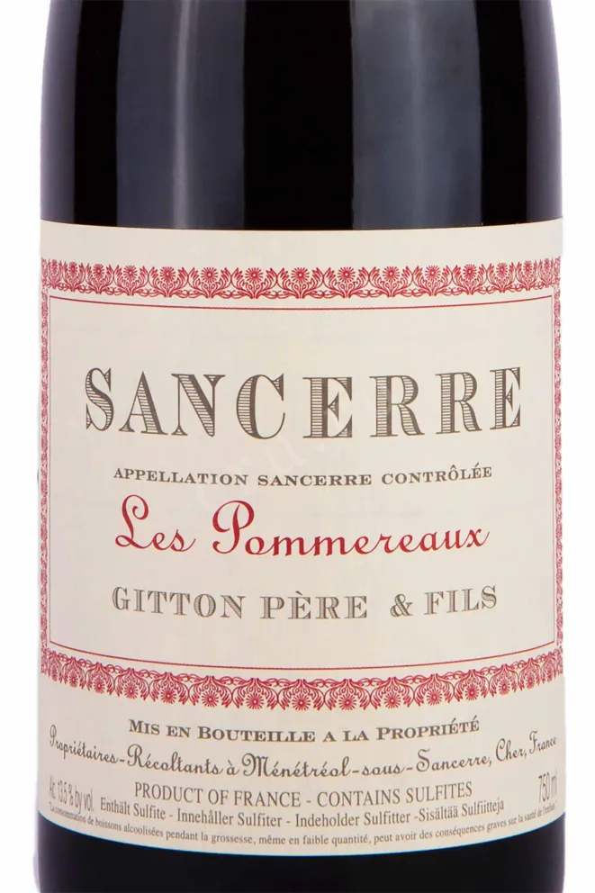 Этикетка Gitton Pere & Fils Les Pommereaux Sancerre AOC 0.75 л