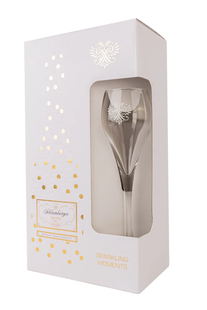 Набор с бокалами Schlumberger Sparkling Brut Klassik + glass 2018 0.75 л