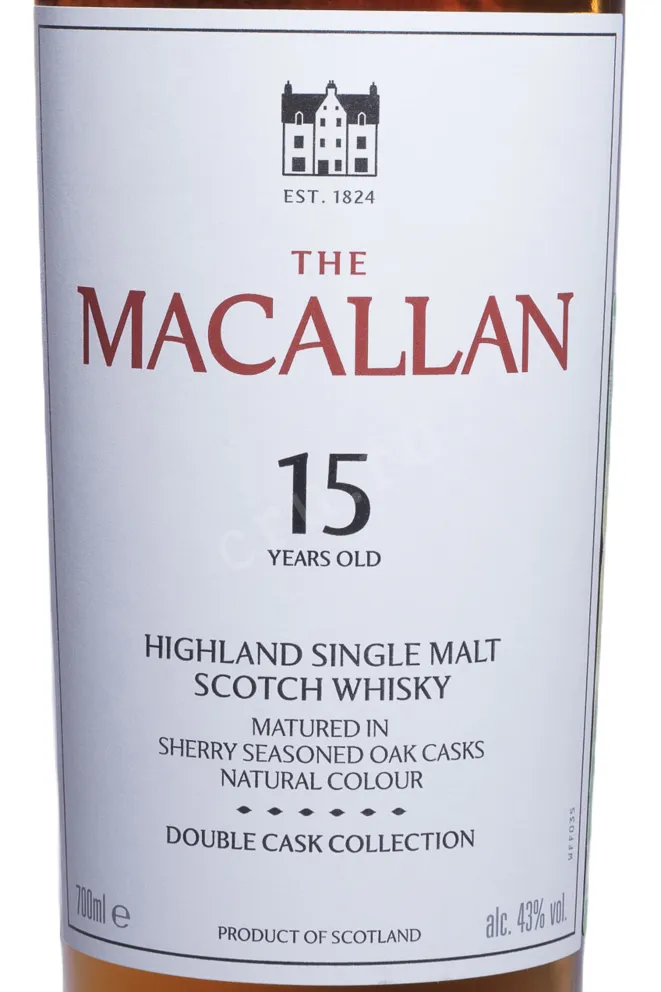 Этикетка Macallan 15 years Double Cask 0.7 л