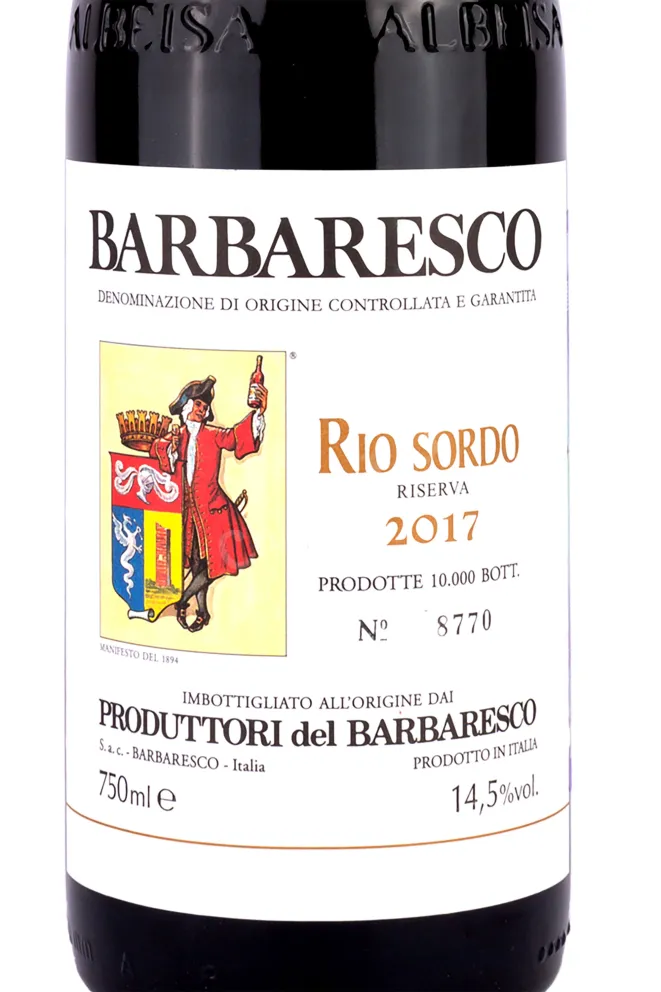 Этикетка Barbaresco Rio Sordo Riserva Produttori del Barbaresco  2017 0.75 л