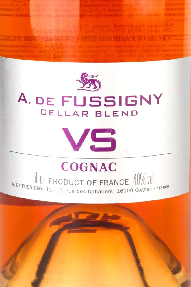 Этикетка A. de Fussigny Cellar Blend VS 0.5 л