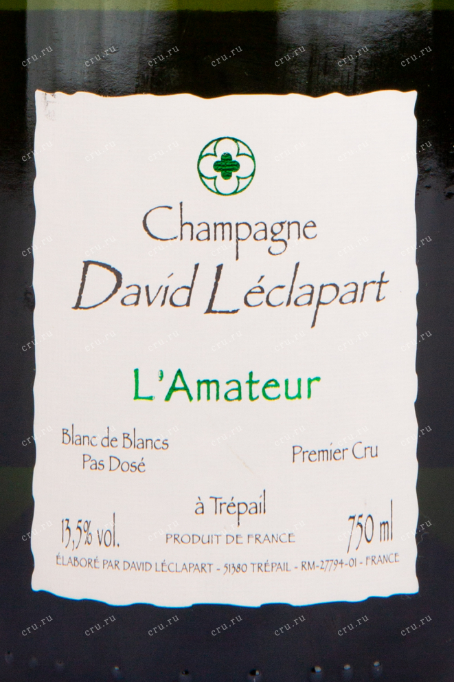 Этикетка игристого вина David Leclapart L'Amateur Blanc de Blancs 0.75 л