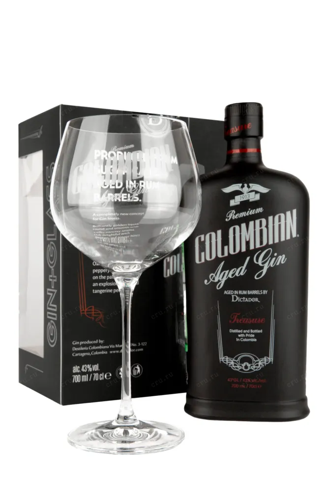 Джин Dictador Treasure whith glass in gift box  0.7 л