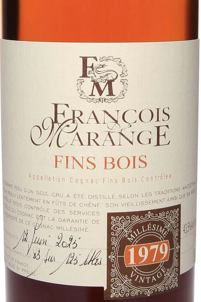 Этикетка Francois de Marange Fins Bois AOC in gift box 1979 0.7 л