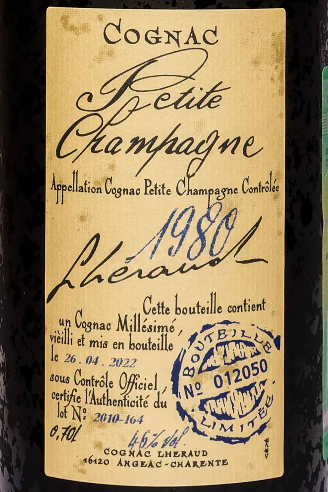 Этикетка Lheraud 1980 0.7 л