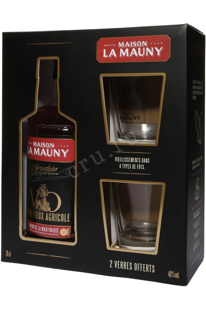 В подарочной коробке La Mauny Vieux Agricole VO in gift box with glasses 0.7 л