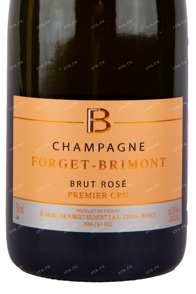 Этикетка игристого вина Forget-Brimont Brut Rose Premier Cru gift box 0.75 л
