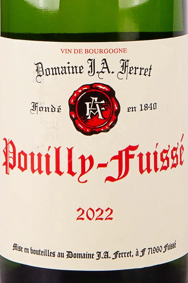 Этикетка Domaine J.A. Ferret Pouilly-Fuisse 2022 0.75 л