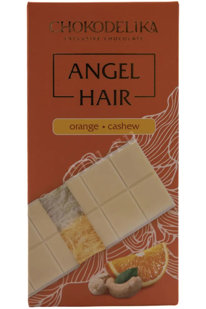 Шоколад Чокоделика Angel Hair белый с начинкой Апельсин Кешью 150 г