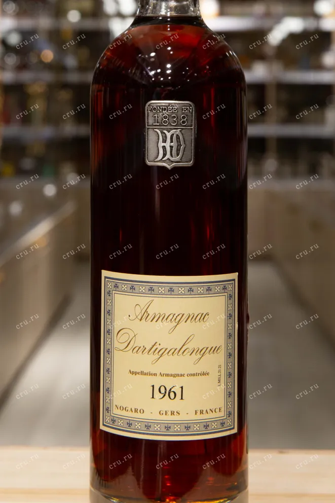 Этикетка Vintage Bas Armagnac Dartigalongue wooden box 1961 0.5 л