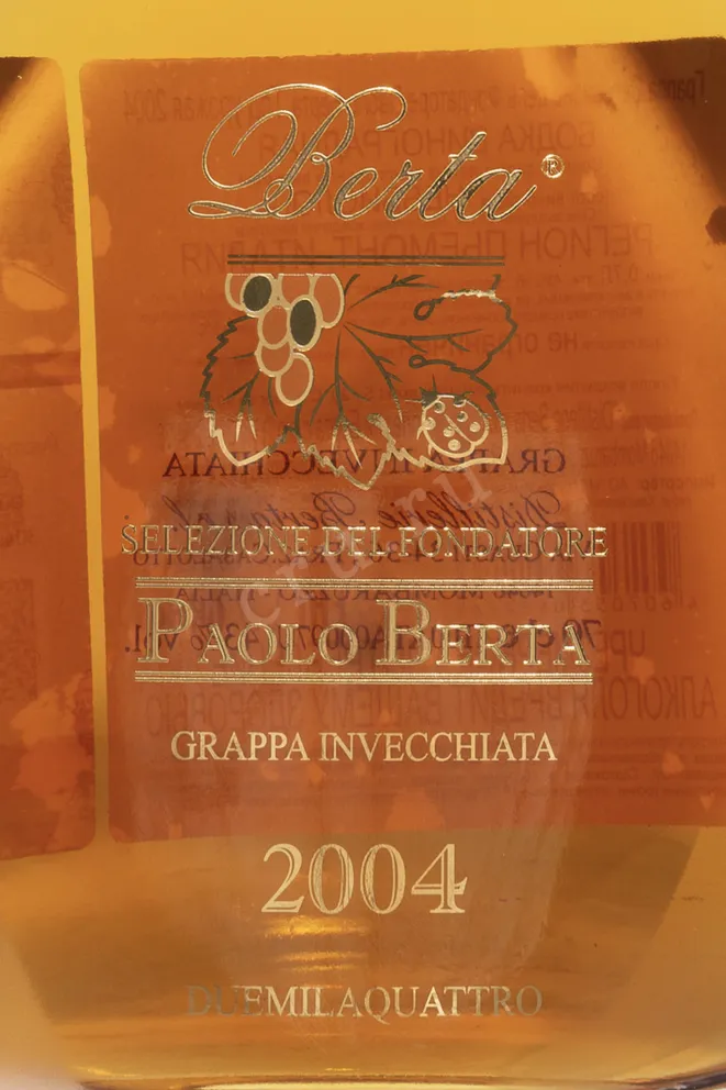Этикетка Berta Riserva Del Fondatore Paolo Berta 2004 0.7 л