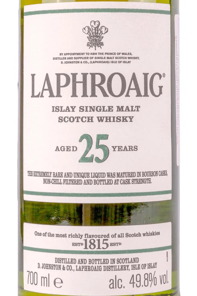 Этикетка Laphroaig 25 years 0.7 л