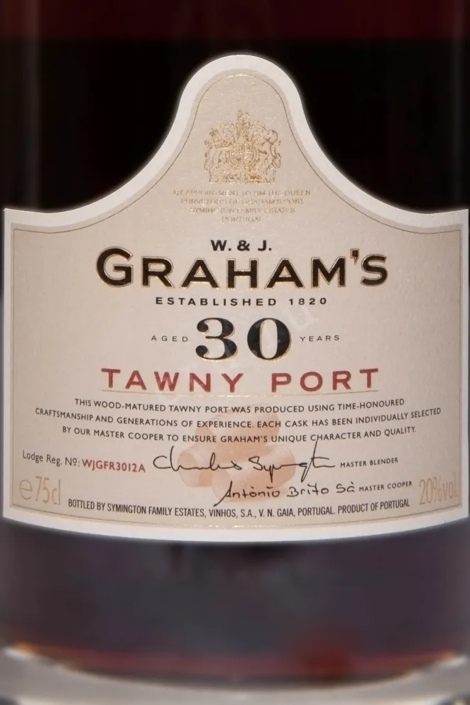 Этикетка Grahams 30 years Tawny in tube 1999 0.75 л