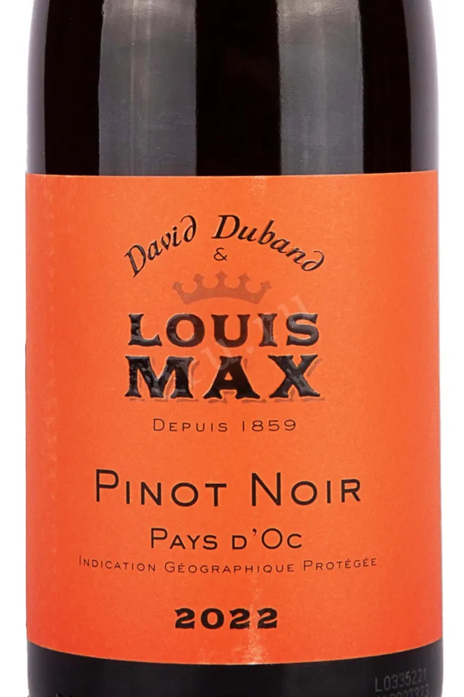 Этикетка Louis Max & David Duband Pays d’Oc Pinot Noir 2022 0.75 л