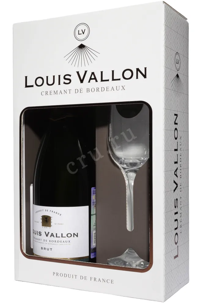 В подарочной коробке Louis Vallon Cremant de Bordeaux in gift box with 1 glass 2023 0.75 л