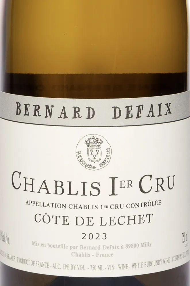 Этикетка Bernard Defaix Chablis Premier Cru Cote De Lechet AOC 2023 0.75 л