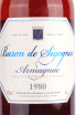 Этикетка Armagnac Baron de Sigognac 1980 wooden box 1980 0.5 л