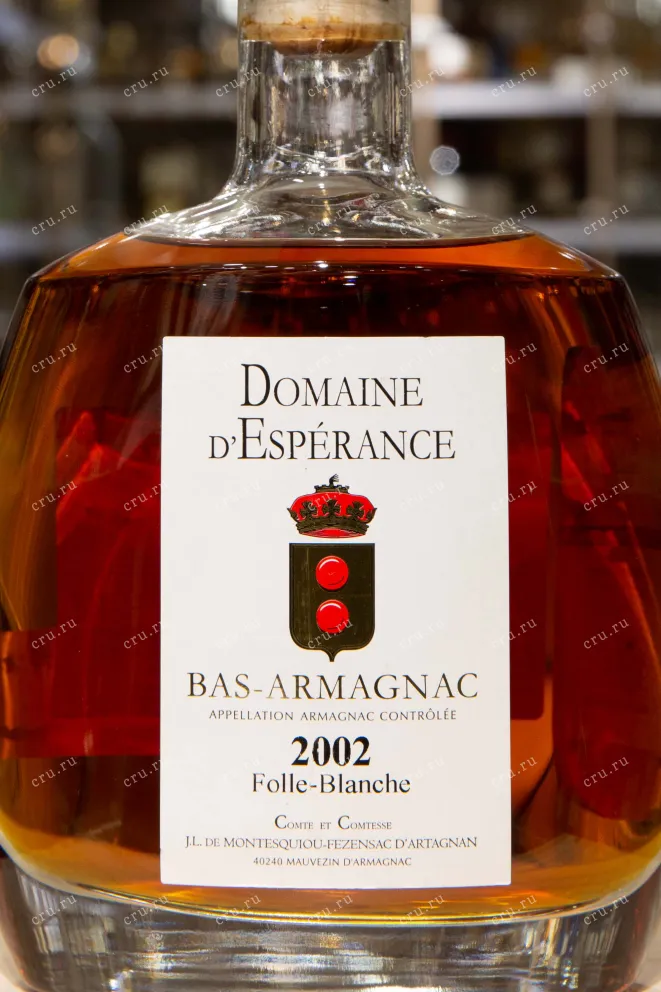 Этикетка Bas-Armagnac Folle-Blanche Domaine d'Esperance 2002 0.7 л