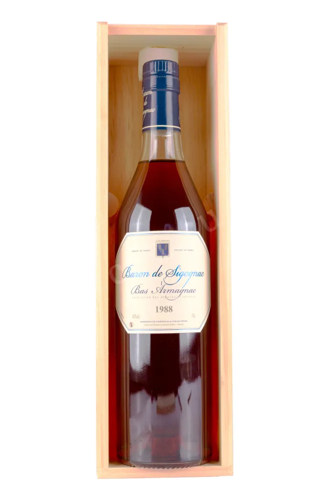 В деревянной коробке Baron de Sigognac wooden box 1988 0.7 л