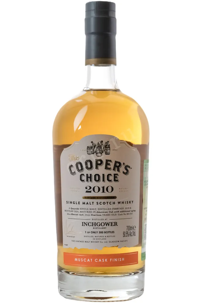 Бутылка The Cooper's Choice Inchgower SIngle Malt Scotch Muscat Cask Finish in gift box 2010 0.7 л
