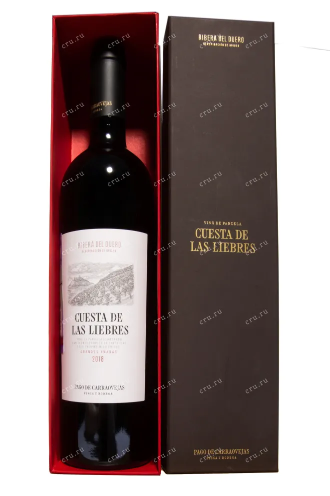 В подарочной коробке Pago de Carraovejas Cuesta de Las Liebres Ribera del Duero DO 2018 0.75 л