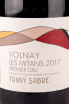 Этикетка вина Fanny Sabre Volnay Premier Cru Les Mitans 2017 0.75 л