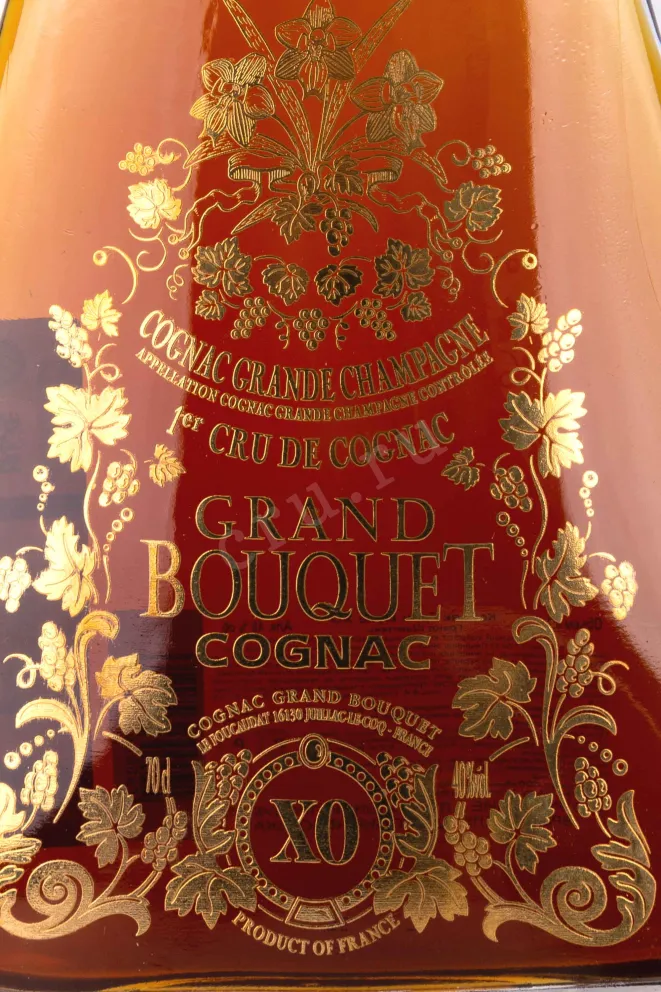 Этикетка Grand Bouquet XO 10 years Grande Champagne in decanter 0.7 л
