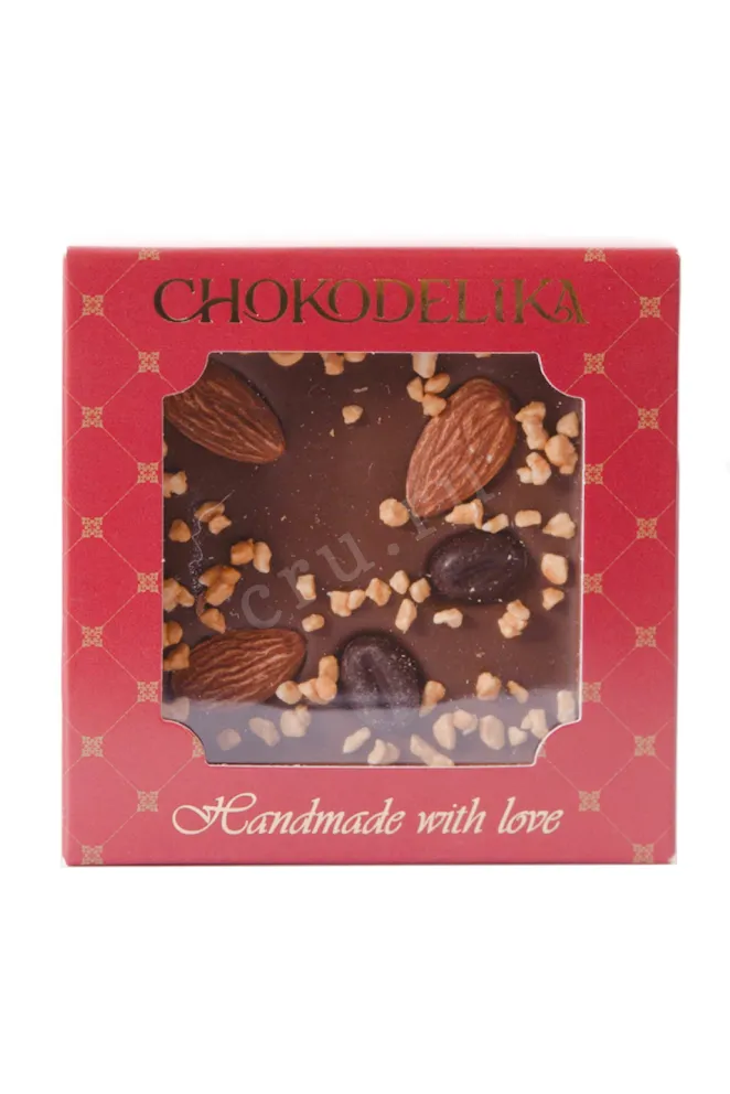 Шоколад Чокоделика молочный с украшением Миндаль и Кофе 35 г