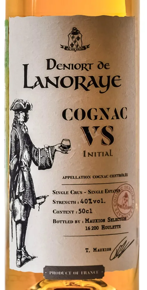 Этикетка Коньяк Деньор де Ланорэ ВС 40% 0,5л в п/у Франция