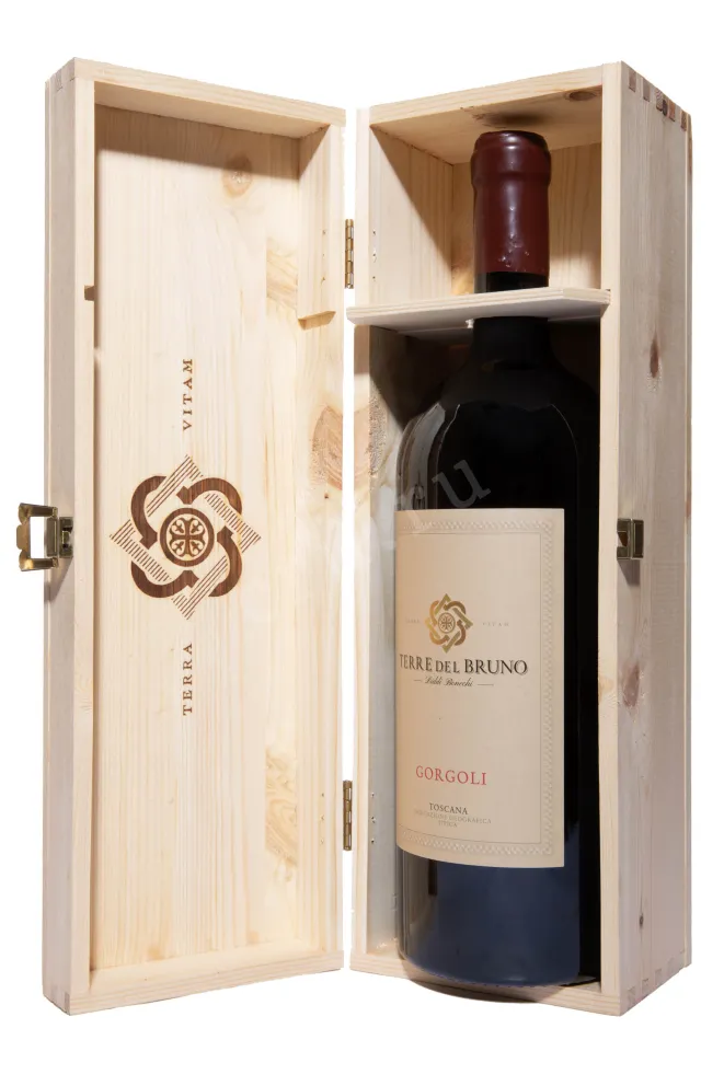 В деревянной коробке Terre del Bruno Gorgoli Toscana gift box 2021 1.5 л