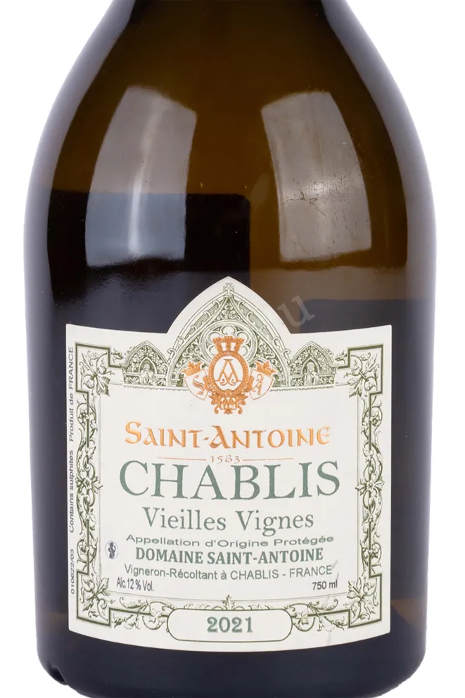 Этикетка Chablis Vieilles Vignes Domaine Saint Antoine 1583 2021 0.75 л