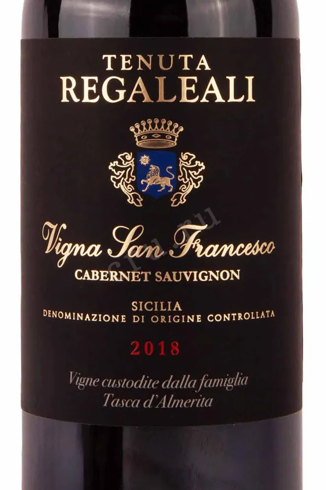 Этикетка Tasca d'Almerita Cabernet Sauvignon Vigna San Francesco 2018 0.75 л