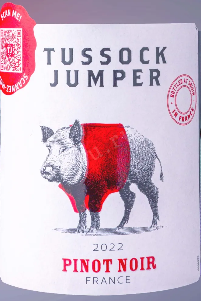 Этикетка Tussock Jumper Pinot Noir 2022 0.75 л