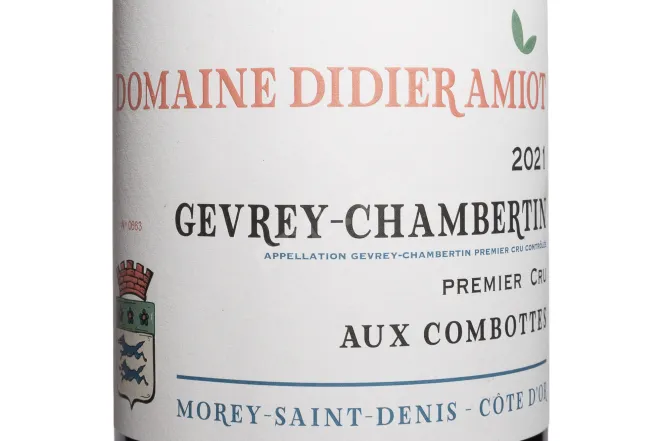 Этикетка Domaine Didier Amiot Aux Combottes Gevrey-Chambertin Premier Cru AOC 2021 0.75 л