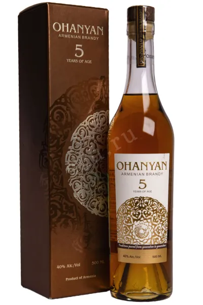 Коньяк Оганян 5 лет в подарочной упаковке  0.5 л