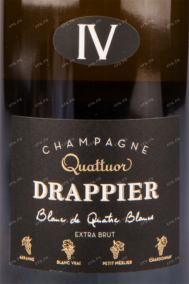 Этикетка игристого вина Drappier Quattuor Blanc de Quatre Blancs Extra Brut 0.75 л