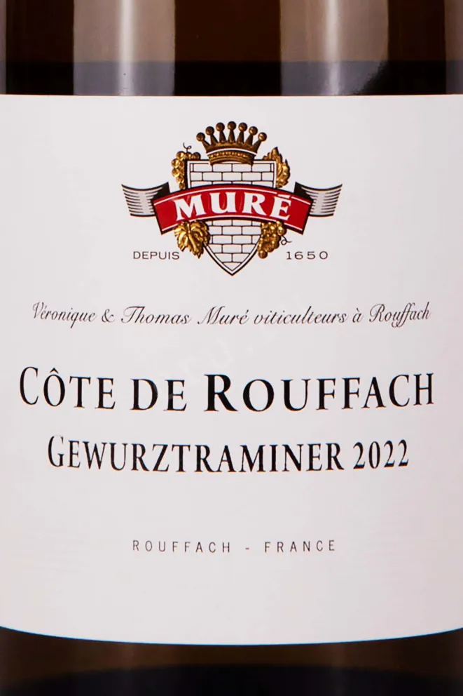 Этикетка Mure Gewurztraminer Cote de Rouffach 2022 0.75 л