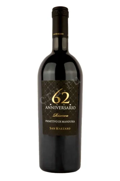 Вино Anniversario 62 Riserva Primitivo di Manduria 2018 0.75 л
