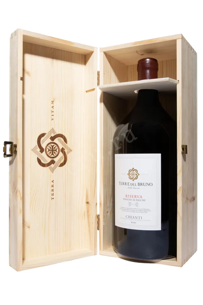 В деревянной коробке Terre del Bruno Chianti Riserva Poggio ai Falchi in wooden box 2021 3 л