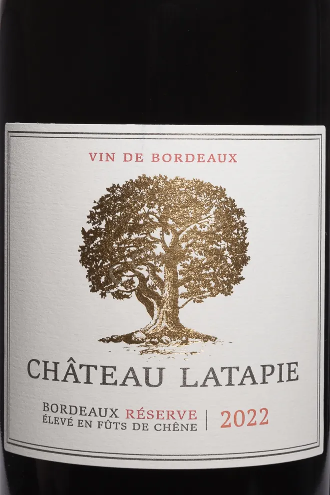 Этикетка Chateau Latapie Reserve Bordeaux AOC set of 6 bottles 2022 0.75 л