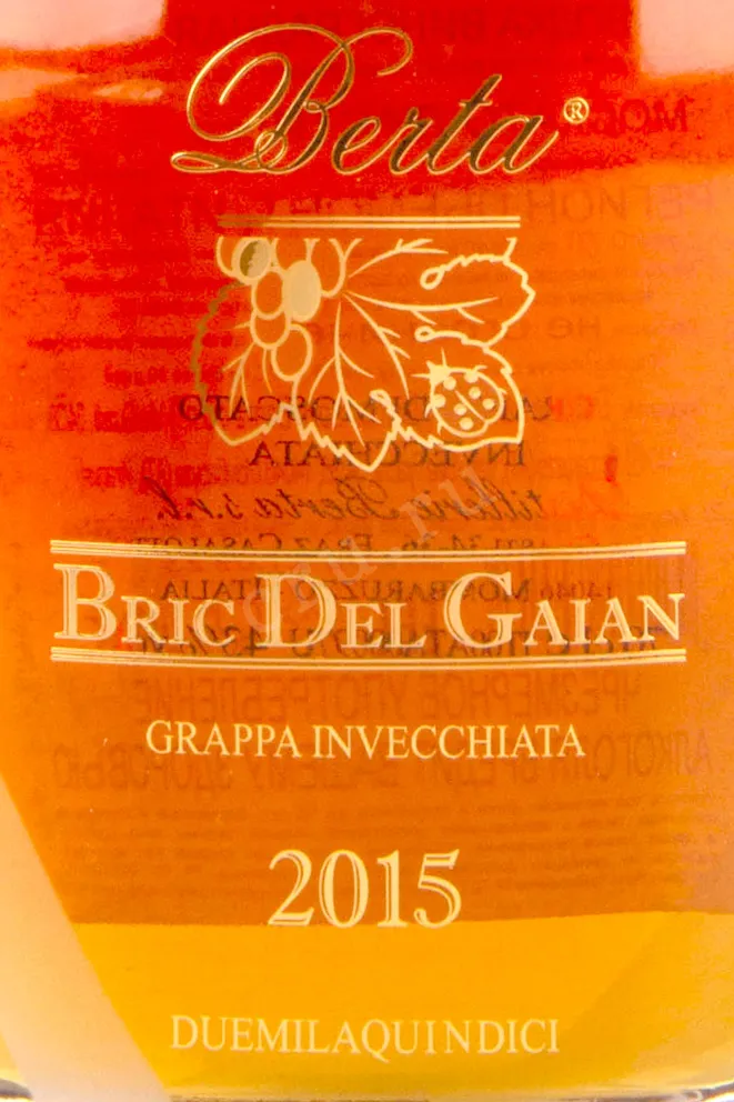Этикетка Berta Bric Del Gaian in wooden box 2015 0.7 л