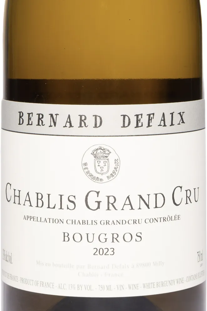 Этикетка Bernard Defaix Chablis Grand Cru Bougros AOC 2023 0.75 л