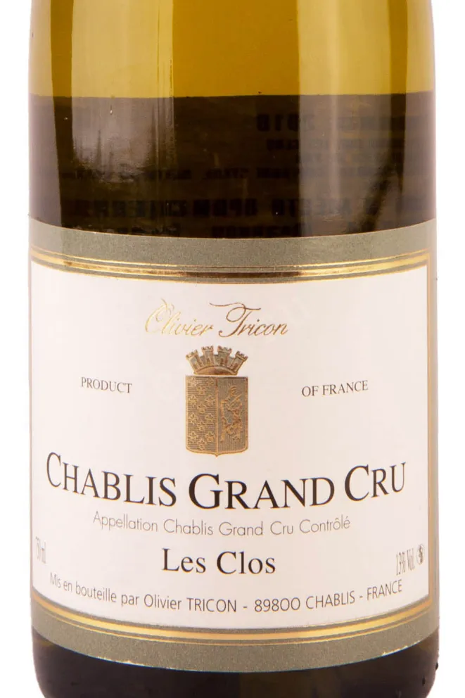 Этикетка Olivier Tricon Chablis Grand Cru Les Clos 2018 0.75 л