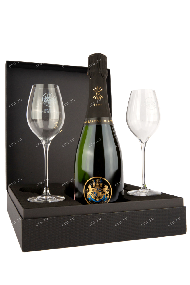 Шампанское Барон де Ротшильд Брют 0,75 в подарочном наборе с 2 бокалами