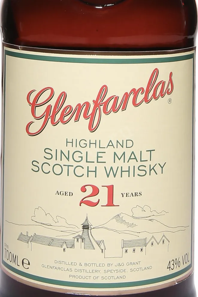 Этикетка Glenfarclas 21 years 0.7 л