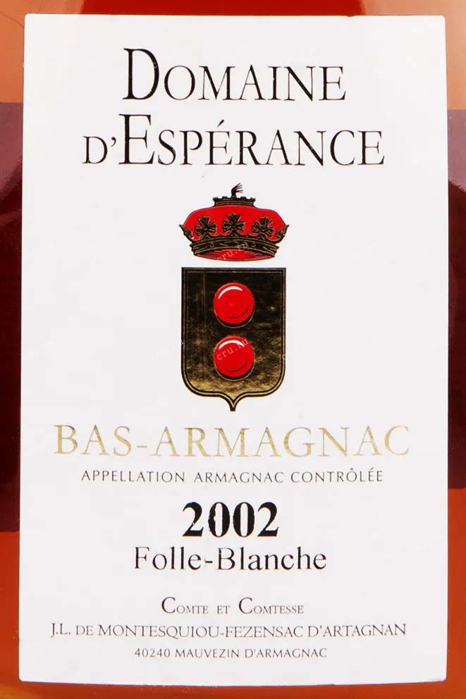 Арманьяк Folle Blanche Domaine d'Esperance 2002 0.7 л