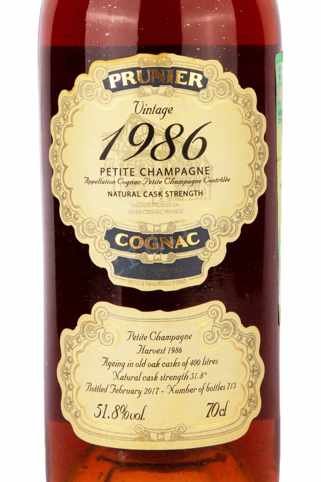 Коньяк Prunier Petite Champagne Vintage 1986 1986 0.7 л