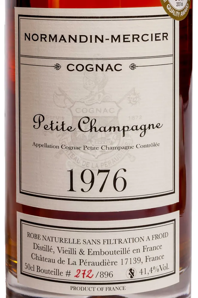 Этикетка Normandine Mersier in gift box 1976 0.5 л