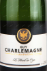 Этикетка Guy Charlemagne Classic Brut 2020 0.75 л